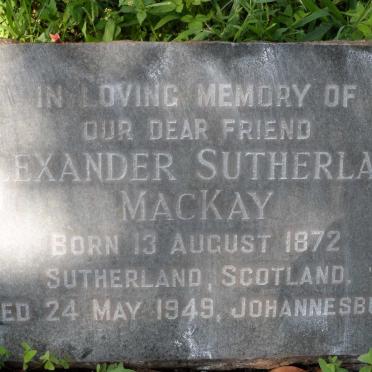 MACKAY Alexander Sutherland 1872-1949