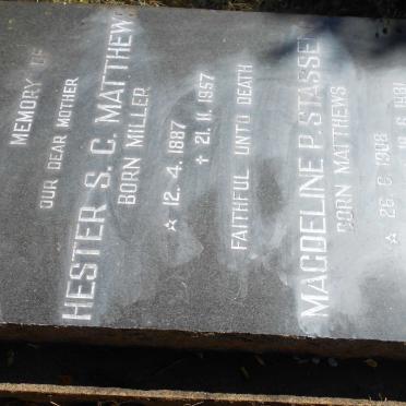 MATTHEWS Hester S.C. nee MILLER 1887-1957 :: STASSEN Magdaline P. nee MATTHEWS 1908-1981