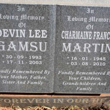 MARTIN Charmaine Francis 1945-2010 :: GAMSU Devin Lee 1993-2003