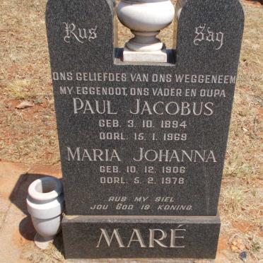 MARE Paul Jacobus 1894-1969 &amp; Maria Johanna 1906-1978
