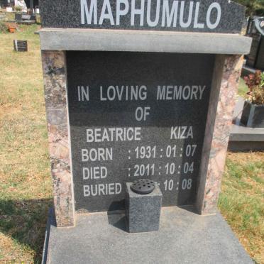MAPHUMULO Beatrice Kiza 1931-2011