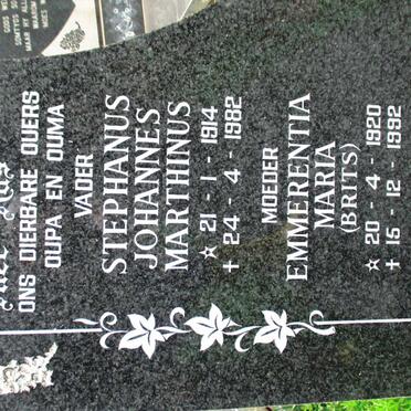 MARX Stephanus Johannes Marthinus 1914-1982 &amp; Emmerentia Maria BRITS 1920-1992 :: MARX Johanna Elizabeth 1950-2009