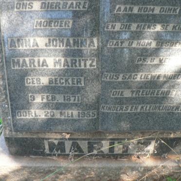 MARITZ Anna Johanna Maria nee BECKER 1871-1955