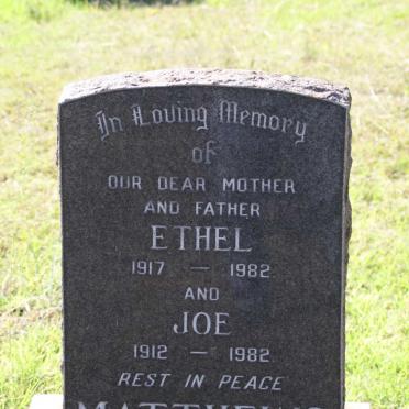 MATTHEWS Joe 1912-1982 &amp; Ethel 1917-1982