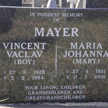 MAYER Vincent Vaclav 1928-1984 &amp; Maria Johanna 1931-2020