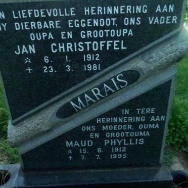 MARAIS Jan Christoffel 1912-1981 &amp; Maud Phyllis 1912-1995