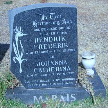 MARAIS Hendrik Frederik 1896-1987 &amp; Johanna Catherina 1899-1992