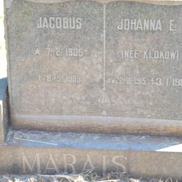 MARAIS Jacobus 1905-1969 &amp; Johanna E.M. KLOKOW 1915-1983