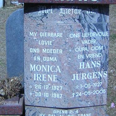 MARAIS Hans Jurgens 1927-2005 &amp; Monica Irene 1927-1987