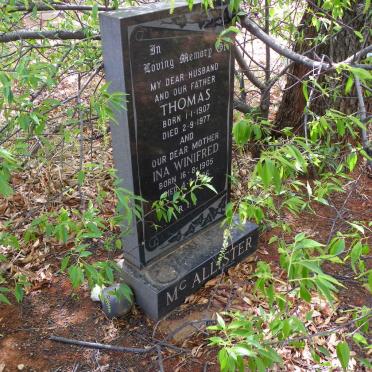McALLISTER Thomas 1907-1977 &amp; Ina Winifred 1905-1986