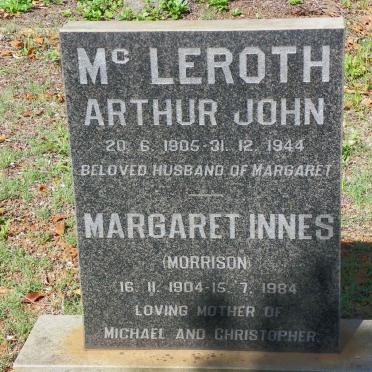 McLEROTH Arthur John 1905-1944 &amp; Margaret Innes MORRISON 1904-1984