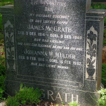 McGRATH James 1914-1949 &amp; Johanna W. MULDER 1915-1992