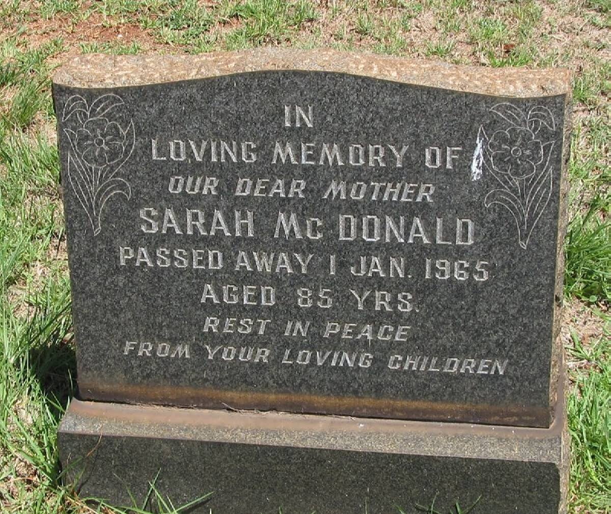 McDONALD Sarah -1965