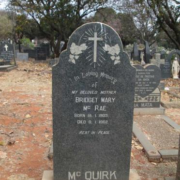 McQUIRK Bridget Mary nee McRAE 1903-1962