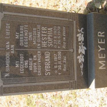 MEYER Sybrand 1917-1990 &amp; Hester Sophia 1920-1978
