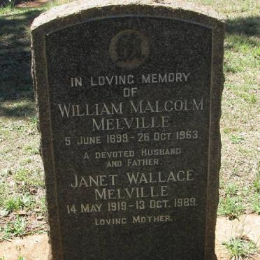 MELVILLE William Malcolm 1899-1963 &amp; Janet Wallace 1919-1989