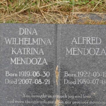 MENDOZA Alfred 1922-1989 &amp; Dina Wilhelmina Katrina 1919-2007