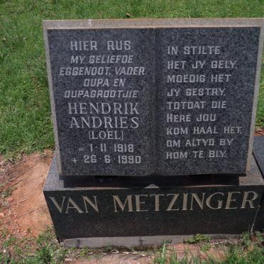 METZINGER Hendrik Andries, van 1918-1990