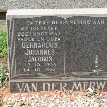 MERWE Gerhardus Johannes Jacobus, van der 1906-1983