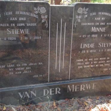MERWE Stiewie, van der 1906-1984 &amp;  Minnie 1905-1961 :: STEYN Lindie 1973-1973
