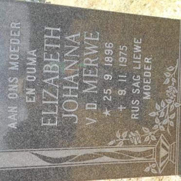 MERWE Elizabeth Johanna, v.d. 1896-1975