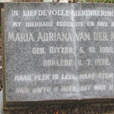 MERWE Maria Adriana, van der nee BITZER 1908-1972