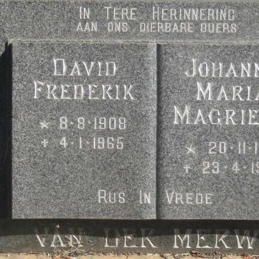 MERWE David Frederik, van der 1908-1965 &amp; Johanna Maria Magrieta 1912-1966
