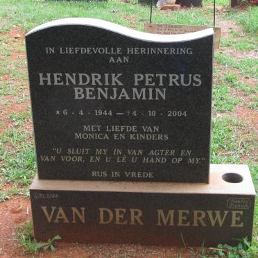 MERWE Hendrik Petrus Benjamin, van der 1944-2004