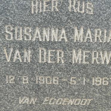 MERWE Susanna Maria, van der 1906-1967