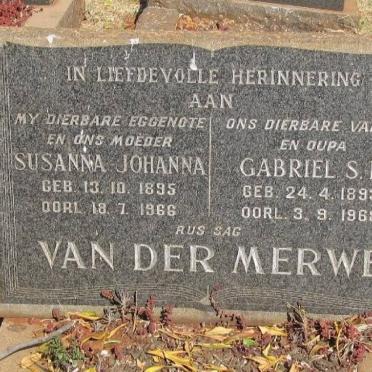 MERWE Gabriel S.P., van der 1893-1968 &amp; Susanna Johanna 1895-1966