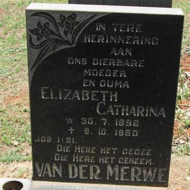 MERWE Elizabeth Catharina, van der 1896-1980