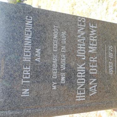 MERWE Hendrik Johannes, van der 1903-1975