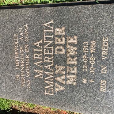 MERWE Maria Emmarentia, van der 1913-1986