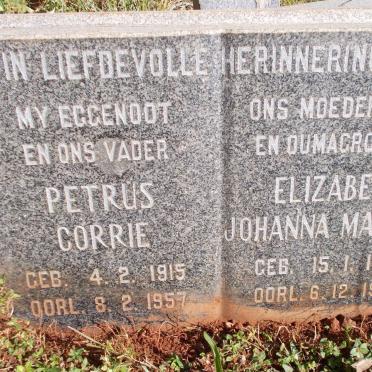 MERWE Petrus Corrie, van der 1915-1957 &amp; Elizabeth Johanna Martha 1920-1992