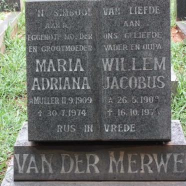 MERWE Willem Jacobus, van der 1909-1976 &amp; Maria Adriana MULLER 1909-1974