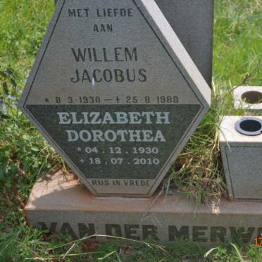 MERWE Willem Jacobus, van der 1930-1988 &amp; Elizabeth Dorothea 1930-2010
