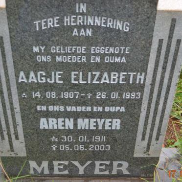 MEYER Aren 1911-2003 &amp; Aagje Elizabeth 1907-1993