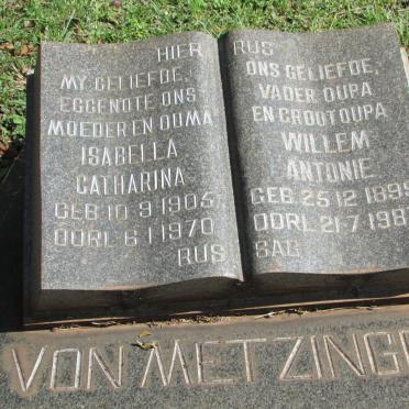 METZINGER Willem Antonie, von 1899-1987 &amp; Isabella Catharina 1905-1970