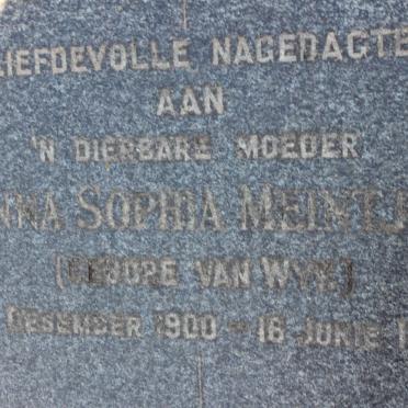 MEINTJES Anna Sophia nee VAN WYK 1900-1958
