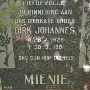 MIENIE Dirk Johannes 1926-1981