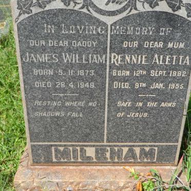 MILEHAM James William 1873-1949 &amp; Rennie Aletta 1882-1955