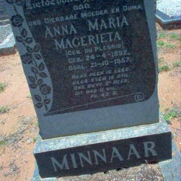 MINNAAR Anna Maria Magerieta nee du PLESSIS 1892-1957