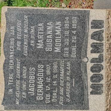MOOLMAN Jacobus Bernardus 1907-1960 &amp; Martha Susanna 1904-1990