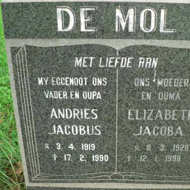 MOL Andries Jacobus, de 1919-1990 &amp; Elizabeth Jacoba 1928-1998