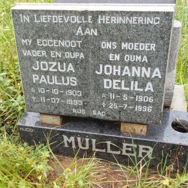 MÜLLER Jozua Paulus 1903-1993 &amp; Johanna Delila 1906-1996
