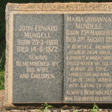 MUNDELL John Edward 1908-1972 :: MUNDELL Maria Johanna 1935-1951 