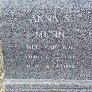 MUNN Anna S. nee VAN EDE 1914-1982