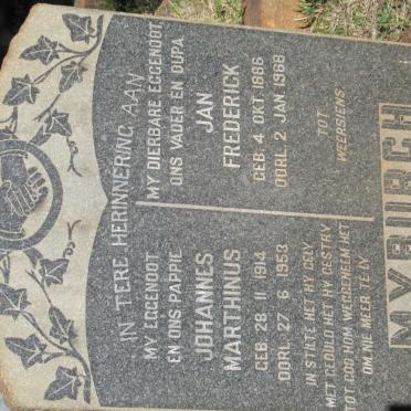 MYBURGH Jan Frederick 1886-1968 :: MYBURGH Johannes Marthinus 1914-1953