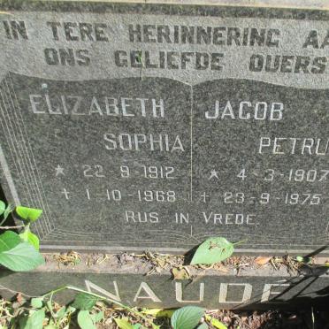 NAUDÉ Jacob Petrus 1907-1975 &amp; Elizabeth Sophia 1912-1968