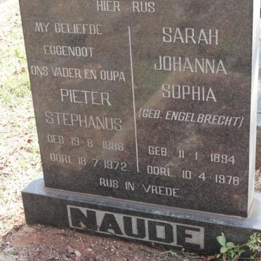 NAUDE Pieter Stephanus 1888-1972 &amp; Sarah Johanna Sophia ENGELBRECHT 1894-1978